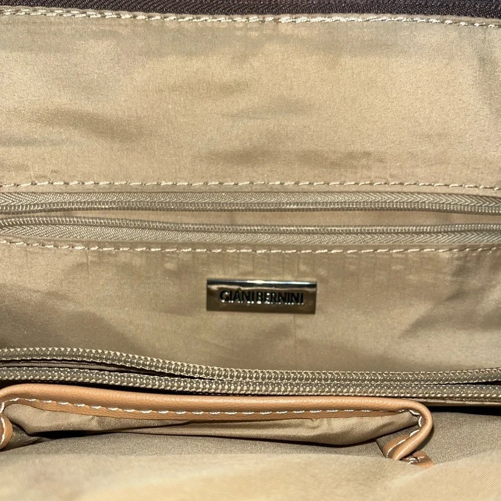 GIANI BERNINI Safiano Dome Satchel, Dark Brown and Tan, includes adjst. Strap - Picture 12 of 15